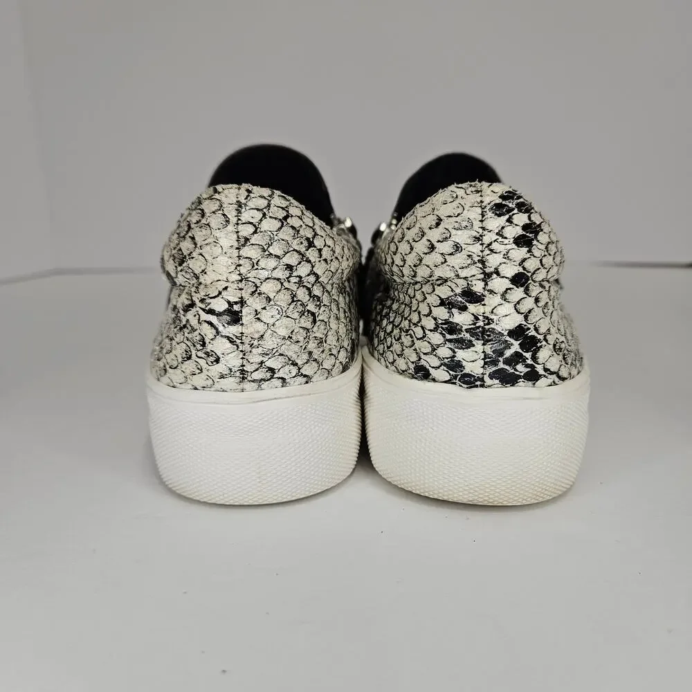 Steve Madden Black/White‎ Glammar Snakeskin Slip On Platform Sneakers Size 6M